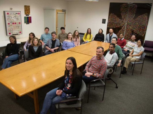 Lab meeting in the conference room