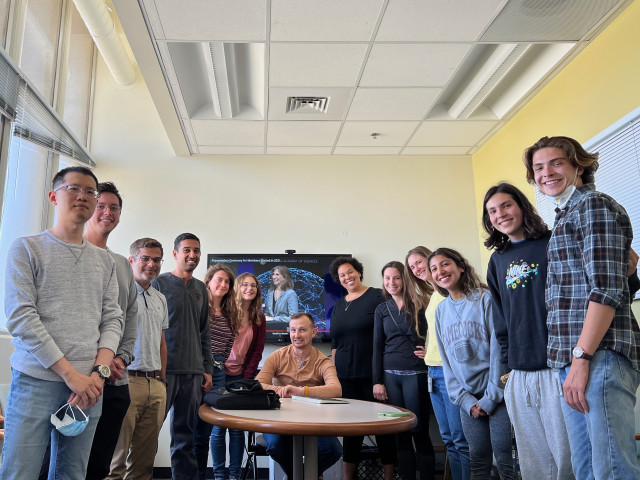 Lab watching Denise get inducted into the National Academy of Science!